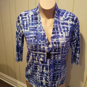 Laura Ashley  womens cardigan Size L open front  3/4 sleeve